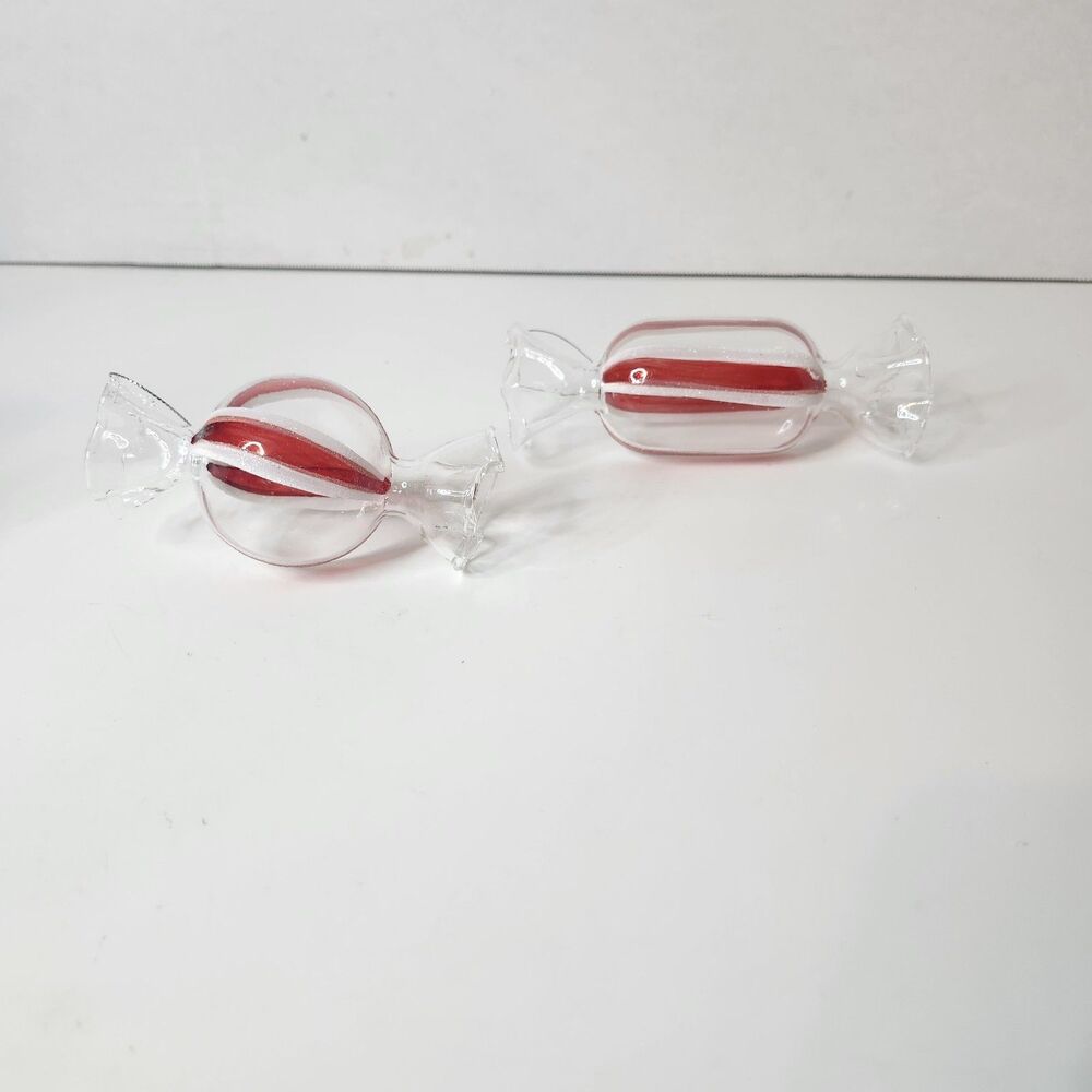 Lot Of 2 Blown Glass Candy Shaped Ornaments